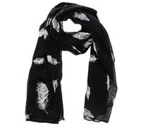 Zac's Alter Ego Women Ladies Scarf with Silver Foil Metallic Glitter Feather Print