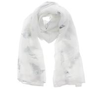 Zac's Alter Ego Women Ladies Scarf with Silver Foil Metallic Glitter Feather Print