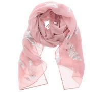 Zac's Alter Ego Women Ladies Scarf with Silver Foil Metallic Glitter Feather Print