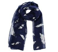 Zac's Alter Ego Women Ladies Scarf with Silver Foil Metallic Glitter Feather Print