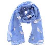 Zac's Alter Ego Women Ladies Scarf with Silver Foil Metallic Glitter Feather Print