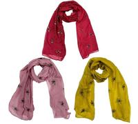 Zac's Alter Ego Women's Girls Ladies Set of 3 Large Glitter Bumble Bees Scarves Wraps Shawls Soft Scarves