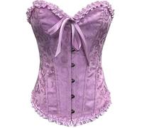 Zac's Alter Ego Women's Ladies Classic Vintage Print Satin Overbust Bustier Bodyshaper Corset Top