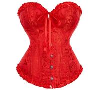 Zac's Alter Ego Women's Ladies Classic Vintage Print Satin Overbust Bustier Bodyshaper Corset Top