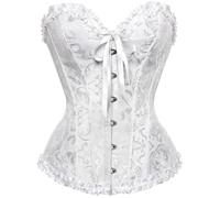 Zac's Alter Ego Women's Ladies Classic Vintage Print Satin Overbust Bustier Bodyshaper Corset Top