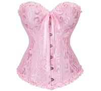 Zac's Alter Ego Women's Ladies Classic Vintage Print Satin Overbust Bustier Bodyshaper Corset Top