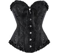 Zac's Alter Ego Women's Ladies Classic Vintage Print Satin Overbust Bustier Bodyshaper Corset Top