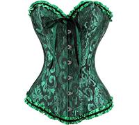 Zac's Alter Ego Women's Ladies Classic Vintage Print Two Tone Satin Overbust Bustier Bodyshaper Corset Top