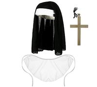 Zac's Alter Ego Womens/Ladies Halloween Nun Headpiece, Cross Necklace & Collar Accessories Set