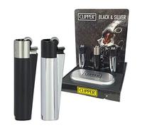 Zactly - 1 x Metal Clipper Lighter with Gift Box Tin Case - LIMITED EDITION (BLACK & SILVER)