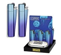 Zactly - 1 x Metal Clipper Lighter with Gift Box Tin Case - LIMITED EDITION (BLUE GRADIENT)