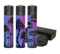 Zactly - 1 x Metal Clipper Lighter with Gift Box Tin Case - LIMITED EDITION (ICY MUSHROOMS)