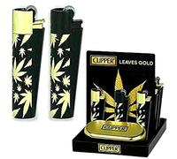 Zactly - 1 x Metal Clipper Lighter with Gift Box Tin Case - LIMITED EDITION (LEAVES GOLD)