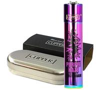 Zactly - 1 x Metal Clipper Lighter with Gift Box Tin Case - LIMITED EDITION (Purple Haze)