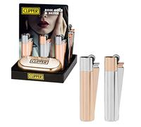 Zactly - 1 x Metal Clipper Lighter with Gift Box Tin Case - LIMITED EDITION (ROSE GOLD & SILVER)