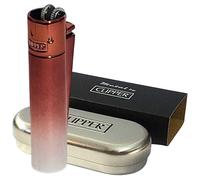 Zactly - 1 x Metal Clipper Lighter with Gift Box Tin Case - LIMITED EDITION (Silver Rose Gold Gradient)