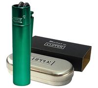 Zactly - 1 x Metal Clipper Lighter with Gift Box Tin Case - LIMITED EDITION (Turquoise)