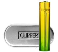 Zactly - 1 x Metal Clipper Lighter with Gift Box Tin Case - LIMITED EDITION (YELLOW GREEN GRADIENT)