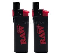 Zactly - 2 x RAW Phoenix Rare Refillable Lighters - Black Standard Flame Lighter with Built-In Wind-Resistant Shield and Packing Tool Poker Stick - Durable & Reusable Design (2 RAW Phoenix)