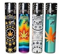 Zactly 4 x Clipper Jet Lighter Set POSH-W Rare Silver Top Windproof Gas Refillable Rare Limited Edition