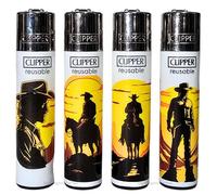 Zactly - 4 x Clipper Lighter COWBOY LIFE 1 Design Set Gas Refillable Lighters Standard Size Replaceable Flint Rare Limited Edition