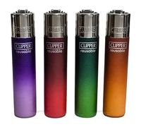 Zactly - 4 x Clipper Lighter DARK METALLIC GRADIENT Design Set Gas Refillable Lighters Standard Size Replaceable Flint Rare Limited Edition
