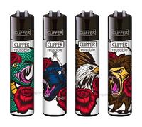 Zactly - 4 x Clipper Lighter HARDCORE JUNGLE Set Gas Refillable Windproof Lighters Standarad Size Replaceable Flint Rare Limited Edition