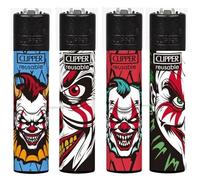 Zactly - 4 x Clipper Lighter LOVELY CLOWNS JOKERS Design Set Gas Refillable Lighters Standard Size Replaceable Flint Rare Limited Edition