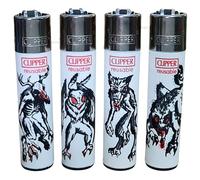 Zactly - 4 x Clipper Lighter Set Gas Refillable Windproof Lighters Standarad Size Replaceable Flint Rare Limited Edition (Cryptide 1)
