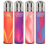 Zactly - 4 x Clipper Lighter Set Gas Refillable Windproof Lighters Standarad Size Replaceable Flint Rare Limited Edition (Nebula Mix)