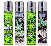 Zactly - 4 x Clipper Lighter Set Gas Refillable Windproof Lighters Standarad Size Replaceable Flint Rare Limited Edition (Graffati Lvs)