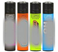 Zactly - 4 x Clipper Lighter Set Gas Refillable Windproof Lighters Standarad Size Replaceable Flint Rare Limited Edition (Naughty Words 1)