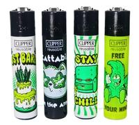 Zactly - 4 x Clipper Lighter Set Gas Refillable Windproof Lighters Standarad Size Replaceable Flint Rare Limited Edition (W-States 2)