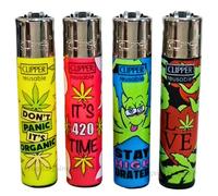 Zactly - 4 x Clipper Lighter Set Gas Refillable Windproof Lighters Standarad Size Replaceable Flint Rare Limited Edition (W-Rules)
