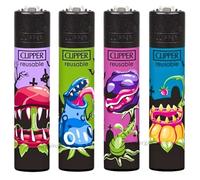 Zactly - 4 x Clipper Lighter Set Gas Refillable Windproof Lighters Standarad Size Replaceable Flint Rare Limited Edition (Nature Days 4)