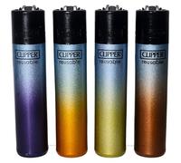Zactly - 4 x Clipper Lighter Set Gas Refillable Windproof Lighters Standarad Size Replaceable Flint Rare Limited Edition (Blue Crystal Gradient)