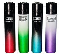 Zactly 4 x Clipper Lighter Set GRADIENT Black Top Windproof Gas Refillable Rare Limited Edition