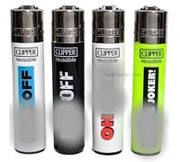 Zactly - 4 x Clipper Lighter Set NAUGHTY WORDS 5 FUNNY SAYINGS Gas Refillable Lighters Rare Limited Edition