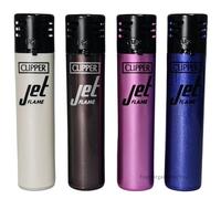 Zactly - 4 x Clipper Lighters DARK CRYSTAL Round Jet Black Top Windproof Gas Refillable