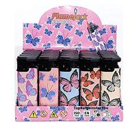 Zactly - 5 x FlameJack Colourful Windproof Dustproof Jet Lighters Really Powerful - LIMITED EDITION (Glitter Butterflies) Multicolor