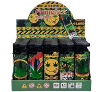 Zactly - 5 x FlameJack Colourful Windproof Dustproof Jet Lighters Really Powerful - LIMITED EDITION (Green Smiley)