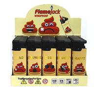 Zactly - 5 x FlameJack Colourful Windproof Dustproof Jet Lighters Really Powerful - LIMITED EDITION (Happy Sad Poo) Multicolor