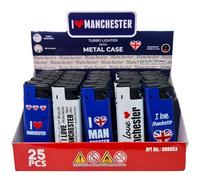 Zactly - 5 x FlameJack Colourful Windproof Dustproof Jet Lighters Really Powerful - LIMITED EDITION (I Love Manchester)