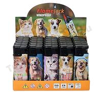 Zactly - 5 x FlameJack Colourful Windproof Dustproof Jet Lighters Really Powerful - LIMITED EDITION (Lovely Cats Dogs) Multicolor