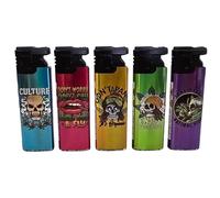 Zactly - 5 x FlameJack Colourful Windproof Dustproof Jet Lighters Really Powerful - LIMITED EDITION (New Skull Cultur)