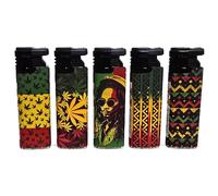 Zactly - 5 x FlameJack Colourful Windproof Dustproof Jet Lighters Really Powerful - LIMITED EDITION (Rasta BOB)