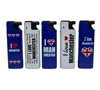 Zactly - 5 x FlameJack I LOVE MANCHESTER Metal Windproof Dustproof Jet Lighters Really Powerful - LIMITED EDITION