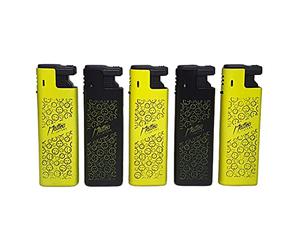 Zactly - 5 x Matteo Metal Jet Lighter Set GOLD BLACK Design Windproof Lighter Dustproof Refillable - Premium, Limited Edition