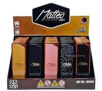 Zactly 5 x MATTEO Windproof Jet Flame Lighter Set Rare Dustproof Electronic Gas Refillable (Elegant Dots)