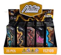 Zactly 5 x MATTEO Windproof Jet Flame Lighter Set Rare Dustproof Electronic Gas Refillable (Elegant Resin Epox)